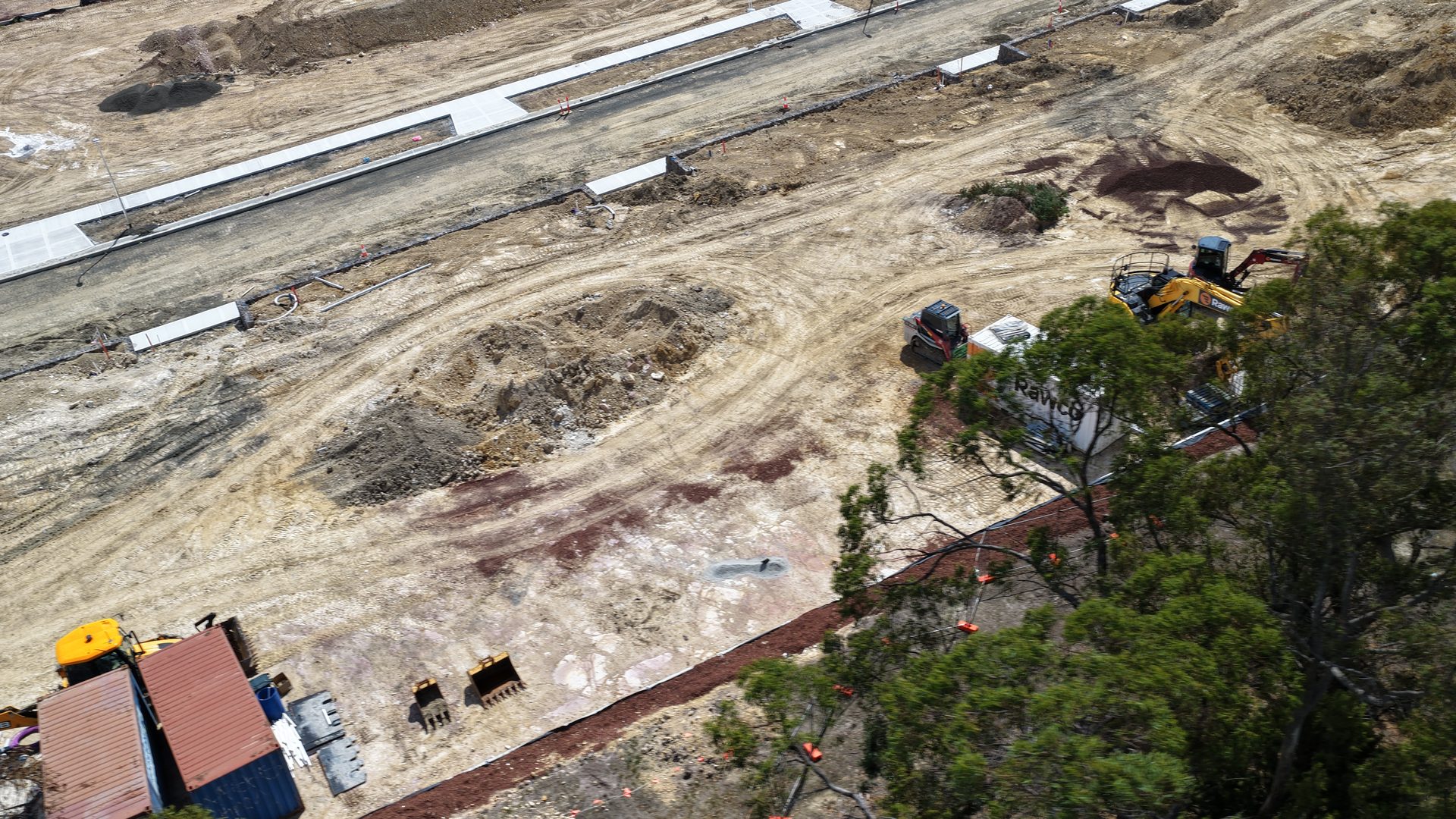 May Road earthworks and vegetation